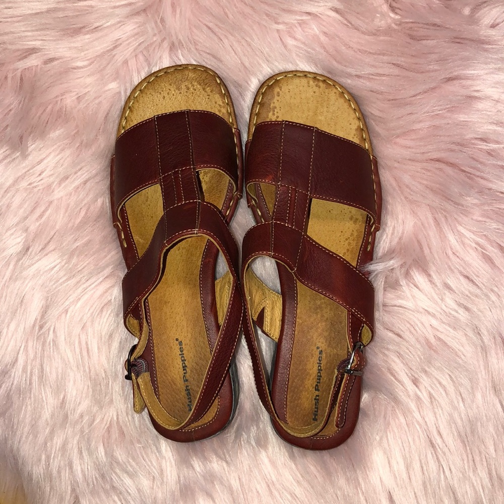 Hush Puppies Leather Fiddle Red Catalina Sandals